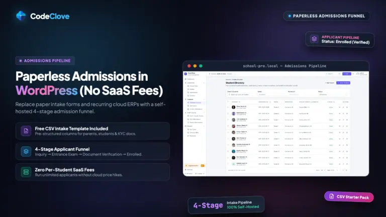 how to manage school admissions in wordpress without saas fees