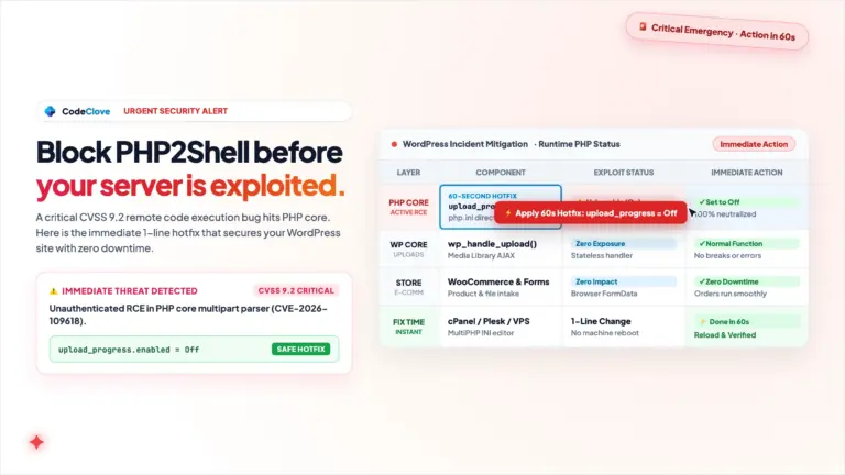 PHP2Shell CVE-2026-109618 security vulnerability and WordPress server patch guide.